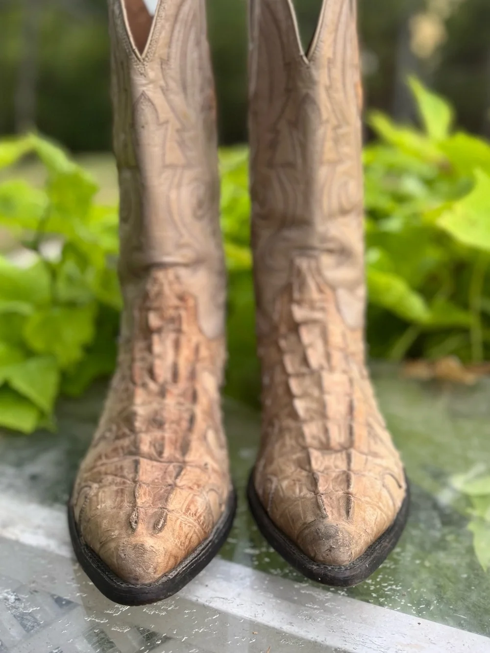 Men’s Vintage Rodeo Bravo Western Boots Size 11 Leather Hornback Caiman Ostrich